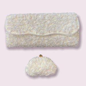 80’s Vintage Sequin Clutch Bag w/ Matching Coin Purse